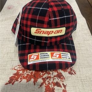 Snap-on Red and Black Plaid Hat
